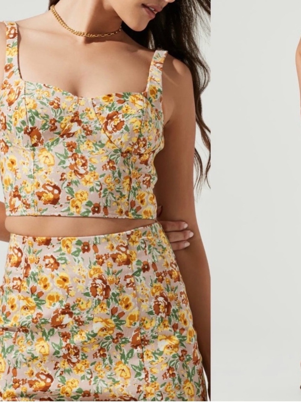 ASTR the label 2pcs set Floral Cropped Bustier Top & Skirt
